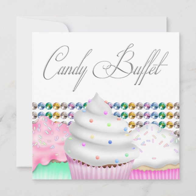 Invitación a la fiesta de dulces rosados con caram (Anverso)
