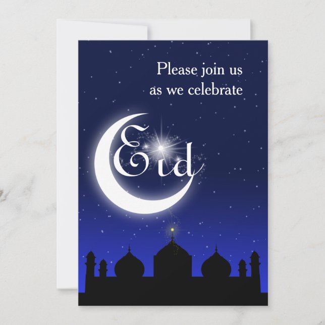 Invitación a la fiesta de Eid - Silueta de mezquit (Anverso)
