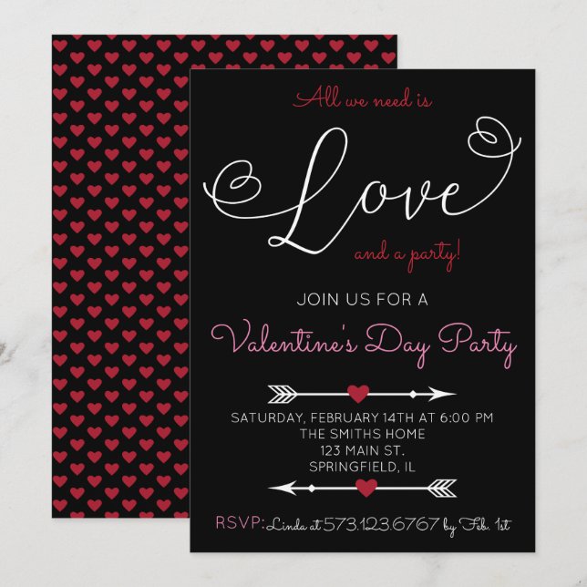 Invitación a la fiesta de El día de San Valentín d (Anverso / Reverso)