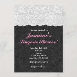 Invitación a la fiesta de encaje blanco y cuero ne