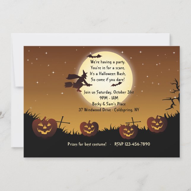Invitación a la fiesta de equitación de Halloween (Anverso)
