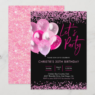 Invitación a la fiesta de esparkling de oro y rosa