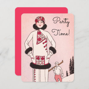 Invitación a la fiesta de esquí de la escena de la