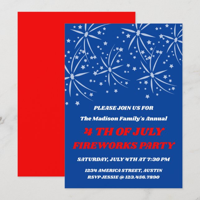 Invitación a la fiesta de estrellas y fuegos artif (Anverso / Reverso)