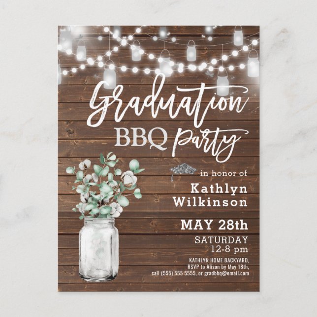 Invitación a la fiesta de Eucalyptus Greenery GRAD (Anverso)