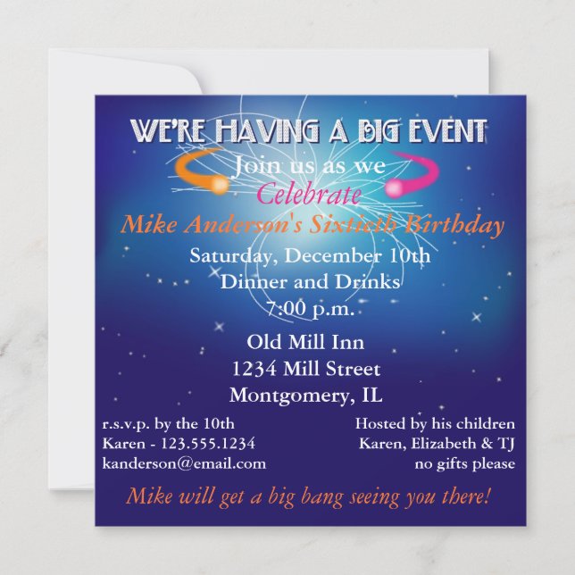 Invitación a la fiesta de evento físico (Anverso)