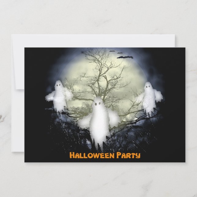Invitación a la fiesta de fantasmas de Halloween S (Anverso)