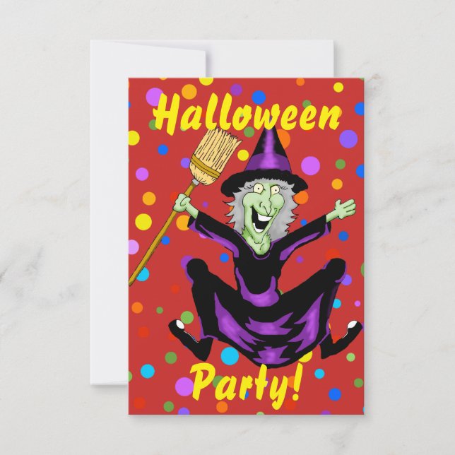Invitación a la fiesta de Feliz Bruja de Halloween (Anverso)