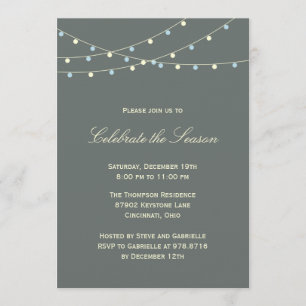 Invitación a la fiesta de feriado con luces clásic