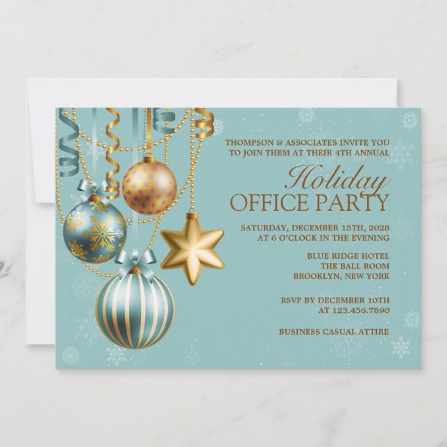 Invitación a la fiesta de feriado corporativo Blue (Anverso)