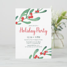 Invitación a la fiesta de feriado de Holly Company