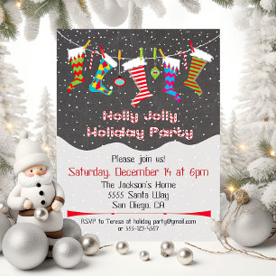 Invitación a la fiesta de feriado de Holly Jolly