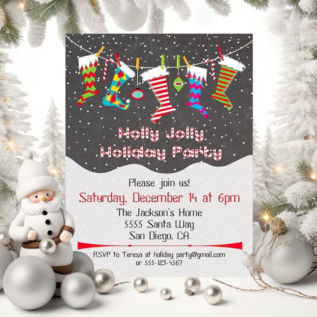 Invitación a la fiesta de feriado de Holly Jolly (Subido por el creador)