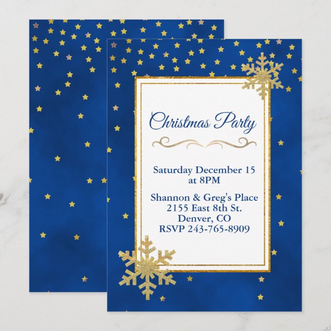 Invitación a la fiesta de feriado de las estrellas (Anverso / Reverso)