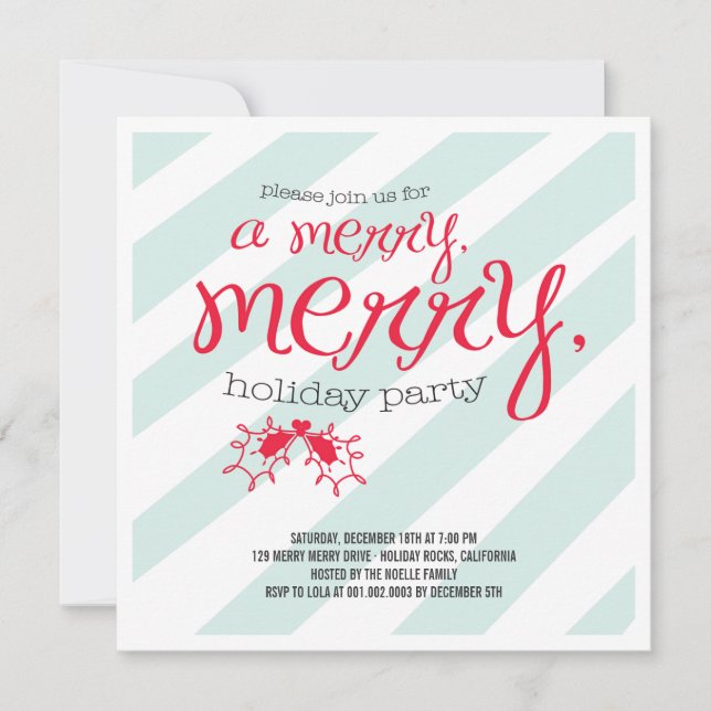 Invitación a la fiesta de feriado de Merry Merry H (Anverso)