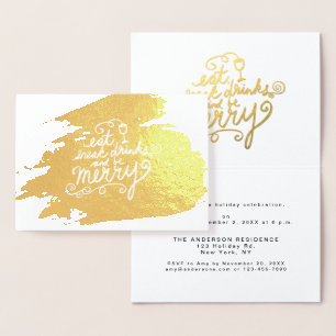 Invitación a la fiesta de feriado de oro, bebida y