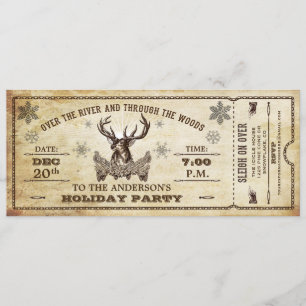 Invitación a la fiesta de feriado de renos antiguo