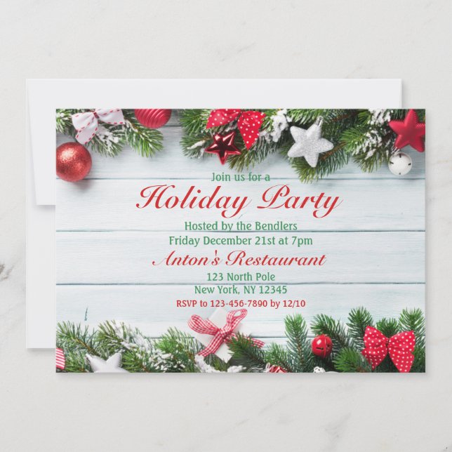 Invitación a la fiesta de feriado en Garland (Anverso)