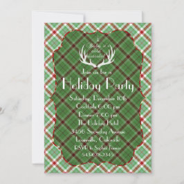 Invitación a la fiesta de feriado Red Green Plaid