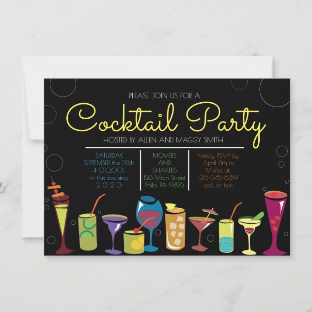 Invitación a la fiesta de FIESTAS RETRO COCKTAIL B (Anverso)