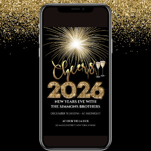 Invitación a la fiesta de Fin de Año 2026 Cheers