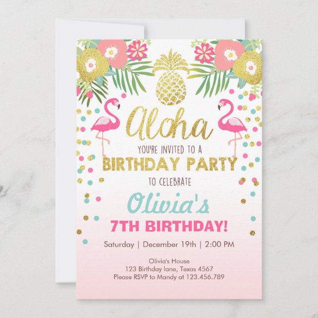Invitación a la fiesta de Flamingo (Anverso)
