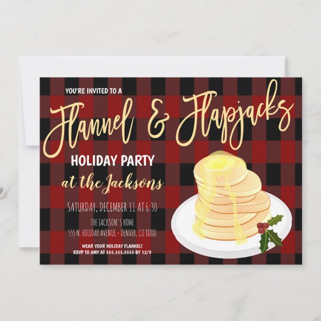 Invitación a la fiesta de Flannel y Flapjacks (Anverso)