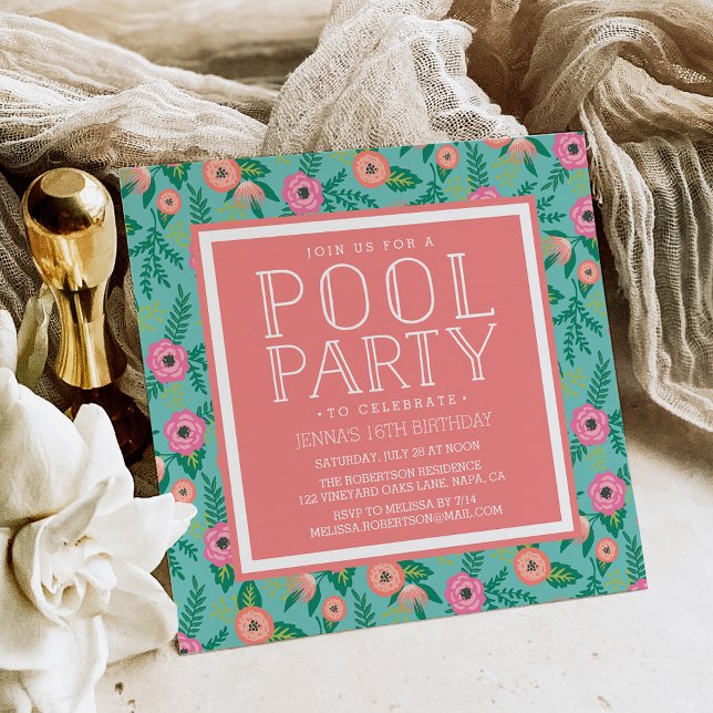 Invitación a la fiesta de fondo de verano en flore (Subido por el creador)