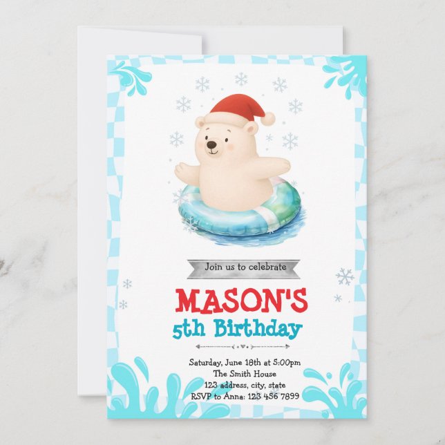 Invitación a la fiesta de fondo polar de invierno (Anverso)