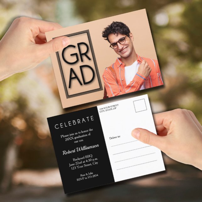 Invitación a la fiesta de fotos de GRAD (GRAD Photo Party Invitation Postcards)