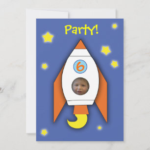 invitación a la fiesta de fotos del niño espacial