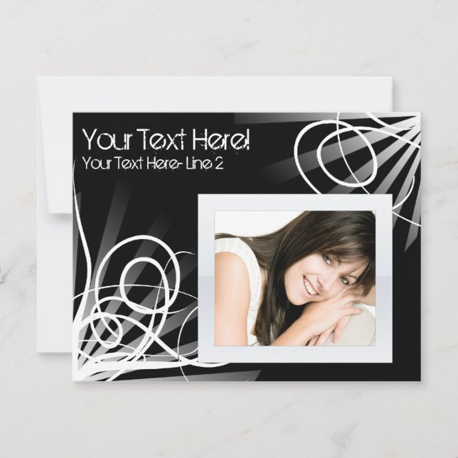 Invitación a la fiesta de fotos en blanco y negro  (Anverso)