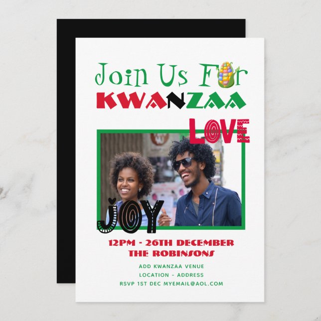 Invitación a la fiesta de fotos moderna de KWANZAA (Anverso / Reverso)