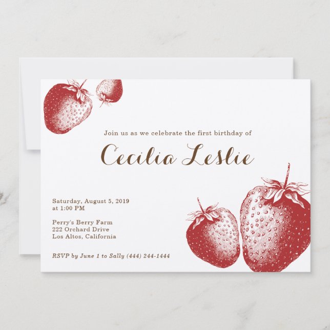 Invitación a la fiesta de fresa (Anverso)