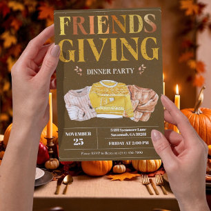 Invitación a la fiesta de Friendsgiving con suéter