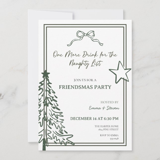 Invitación a la Fiesta de Friendsmas (Anverso)