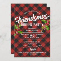 Invitación a la fiesta de Friendsmas con cuadros d