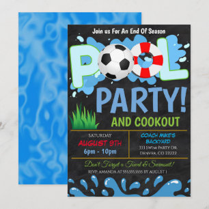 Invitación a la fiesta de fútbol en la piscina de