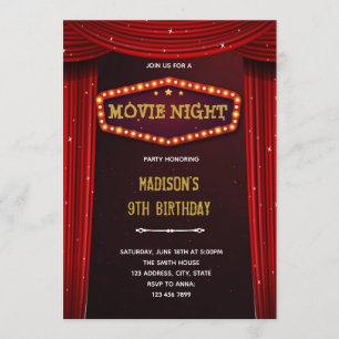 invitación a la fiesta de gala de la noche de cine