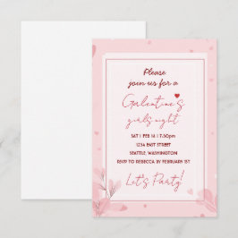 Invitación a la fiesta de Galentine rosa noche de 