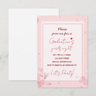 Invitación a la fiesta de Galentine rosa noche de