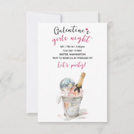 Invitación a la Fiesta de Galentines con Champán y