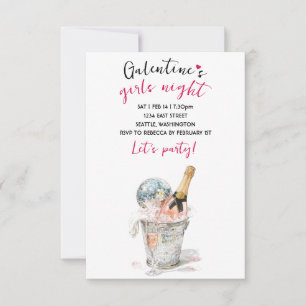 Invitación a la Fiesta de Galentines con Champán y