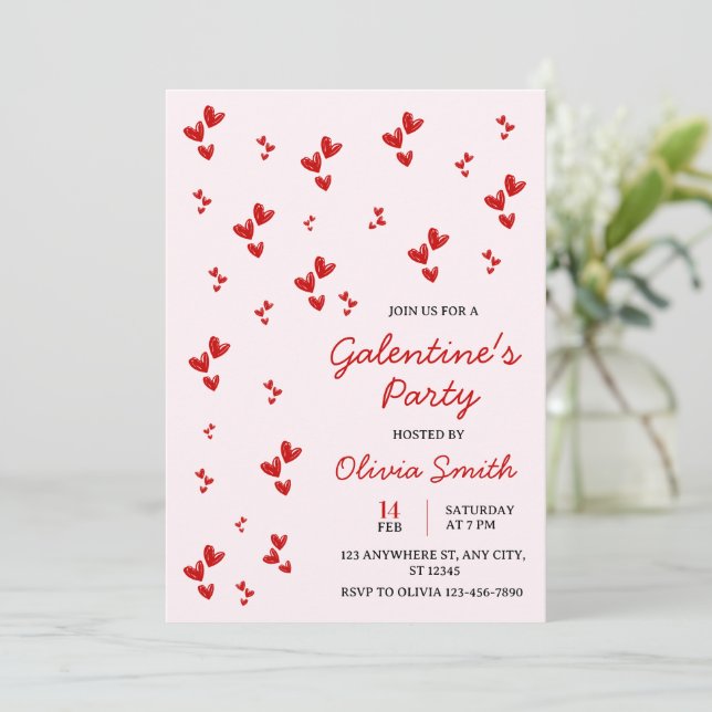 INVITACIÓN A LA FIESTA DE GALENTINES DAY CON GLOBO (Anverso de pie)