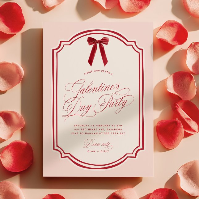 Invitación a la fiesta de Galentine's Day rosa y r (Subido por el creador)