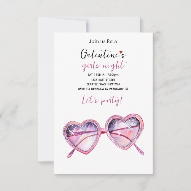 Invitación a la Fiesta de Galentines | Gafas de So (Anverso)
