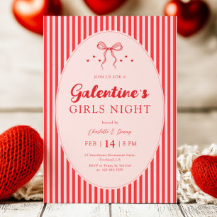 Invitación a la fiesta de Galentine's rosa roja