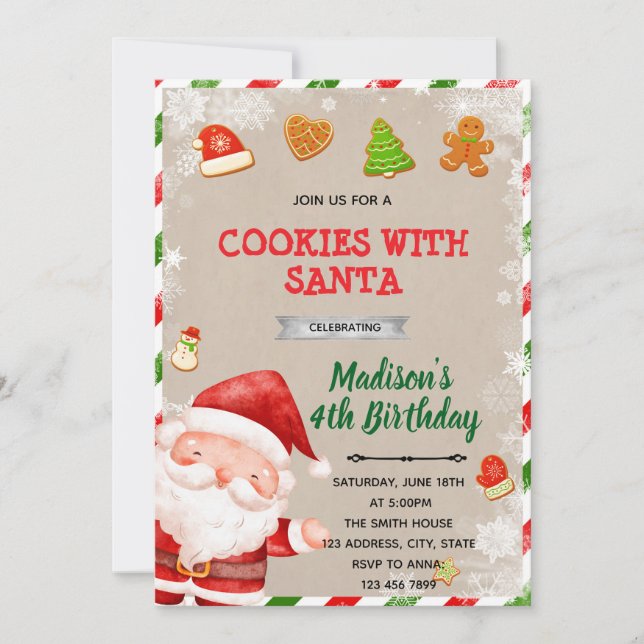 invitación a la fiesta de galletas con Santa (Anverso)