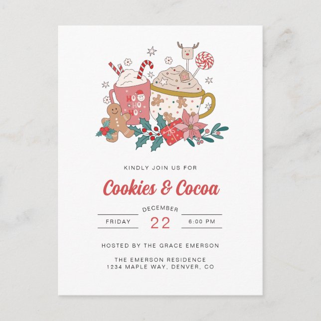 Invitación a la fiesta de galletas y cacao (Anverso)
