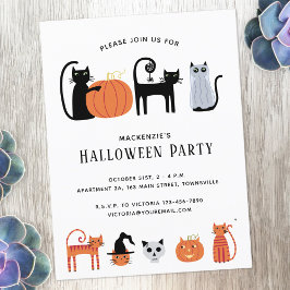 Invitación a la fiesta de gatos de Halloween